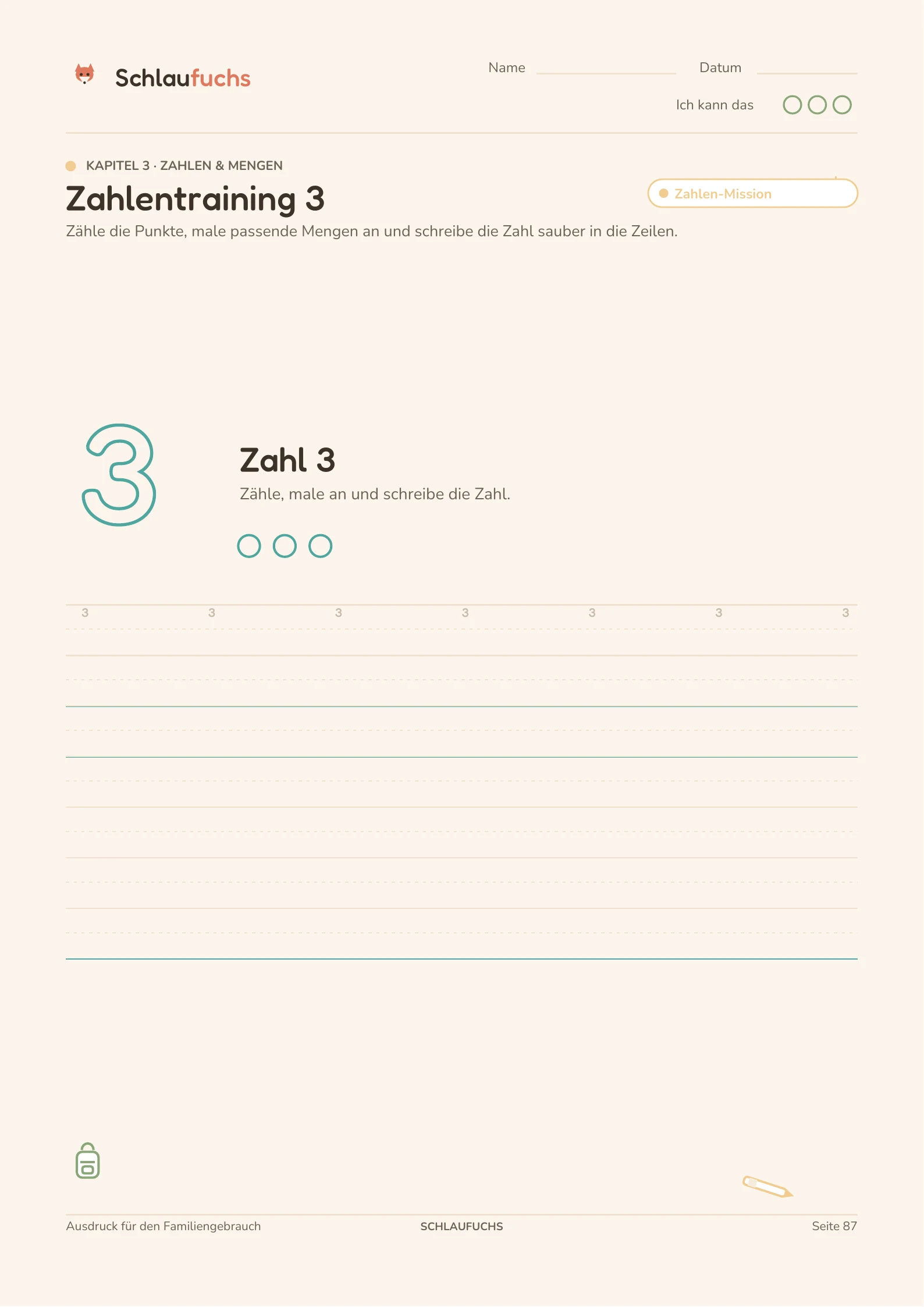 Echte Übungsseite Zahlentraining 3